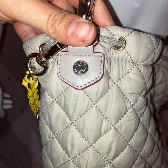 MZWALLACE Quilted Beige/gray Crossbody Bag with Yellow Accents - Picture 10 of 11